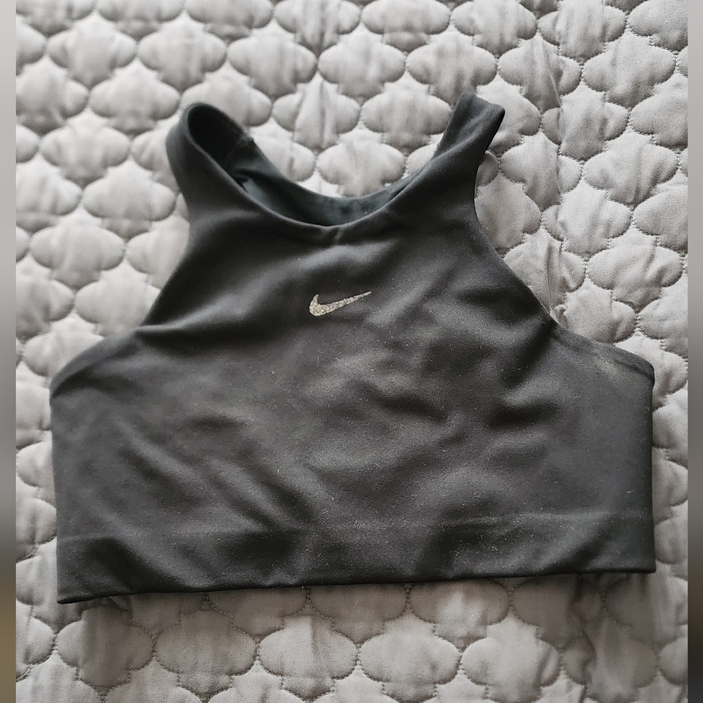 Nike Charcoal Sports Bra with Silver Logo